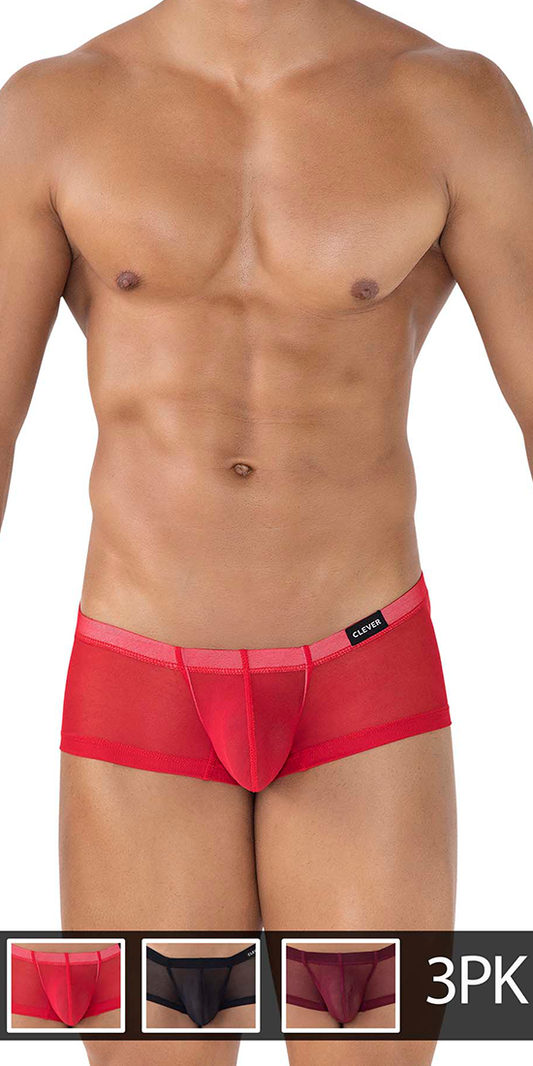 Clever 229937 3pk Australian Latin Trunks Red-black-grape