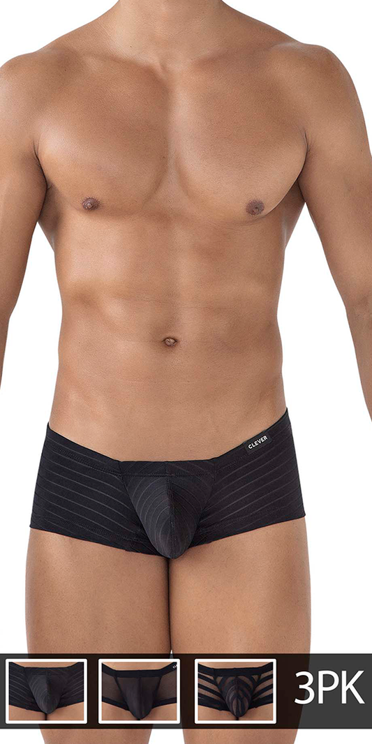 Clever 229938 3pk Australian Latin Trunks Black-black-black