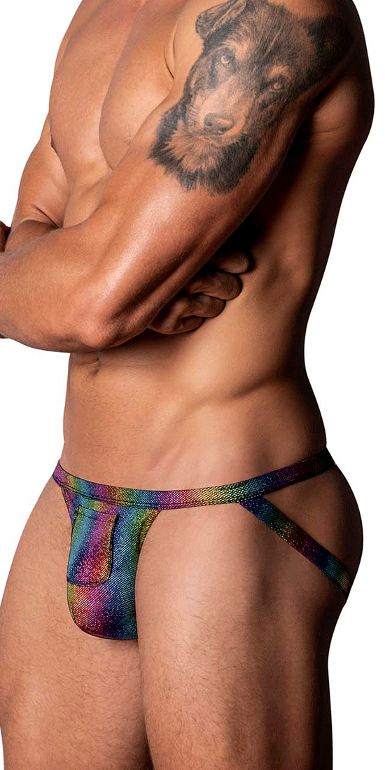 Male Power 347-297 Pack N Play Jock With Front Condom Pouch Rainbow