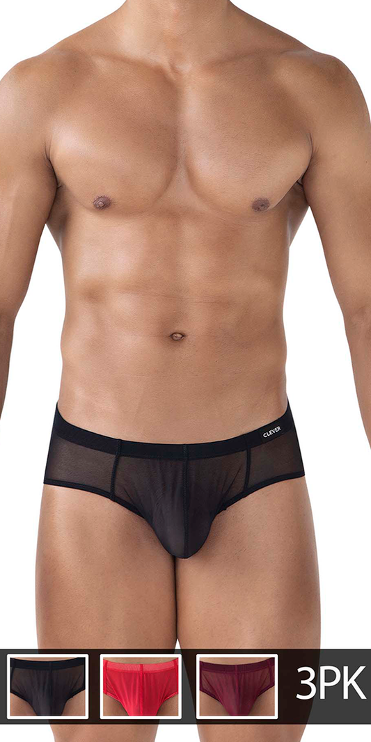 Clever 519962 3pk Australian Latin Briefs Red-black-grape