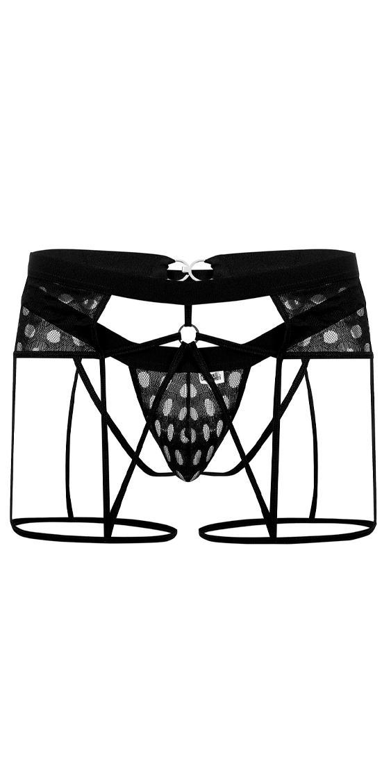 Candyman 99577 Mesh Garter Jockstrap Black