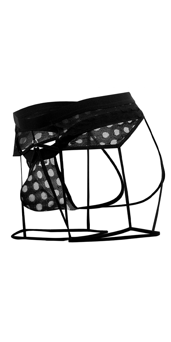 Candyman 99577 Mesh Garter Jockstrap Black