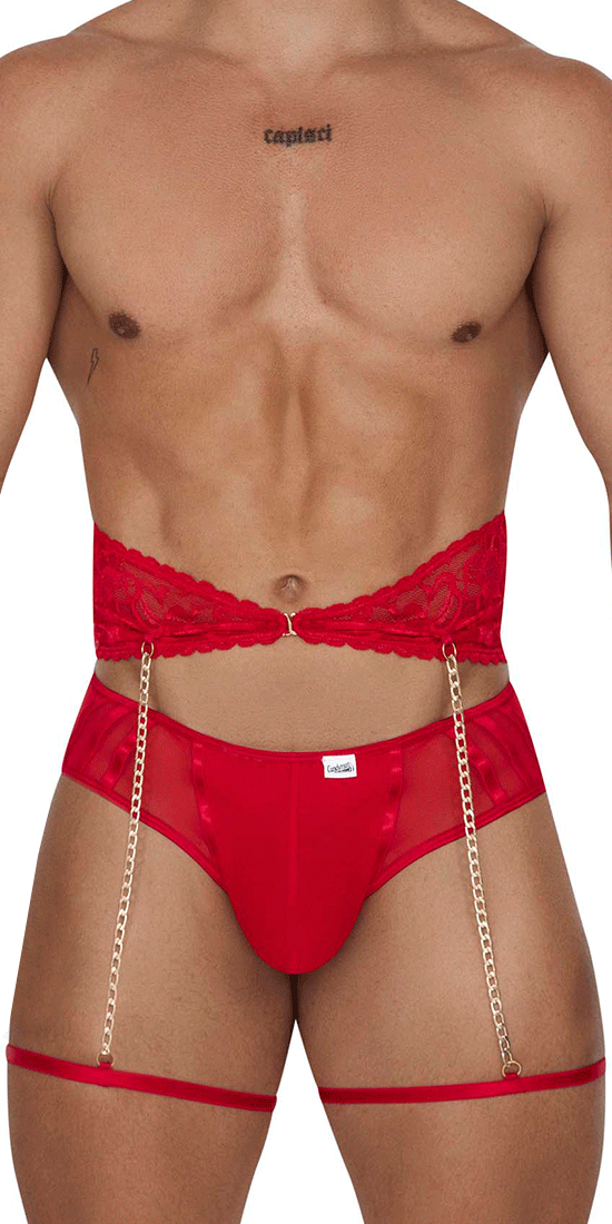 Candyman 99703 Garter Briefs Two Piece Set Red