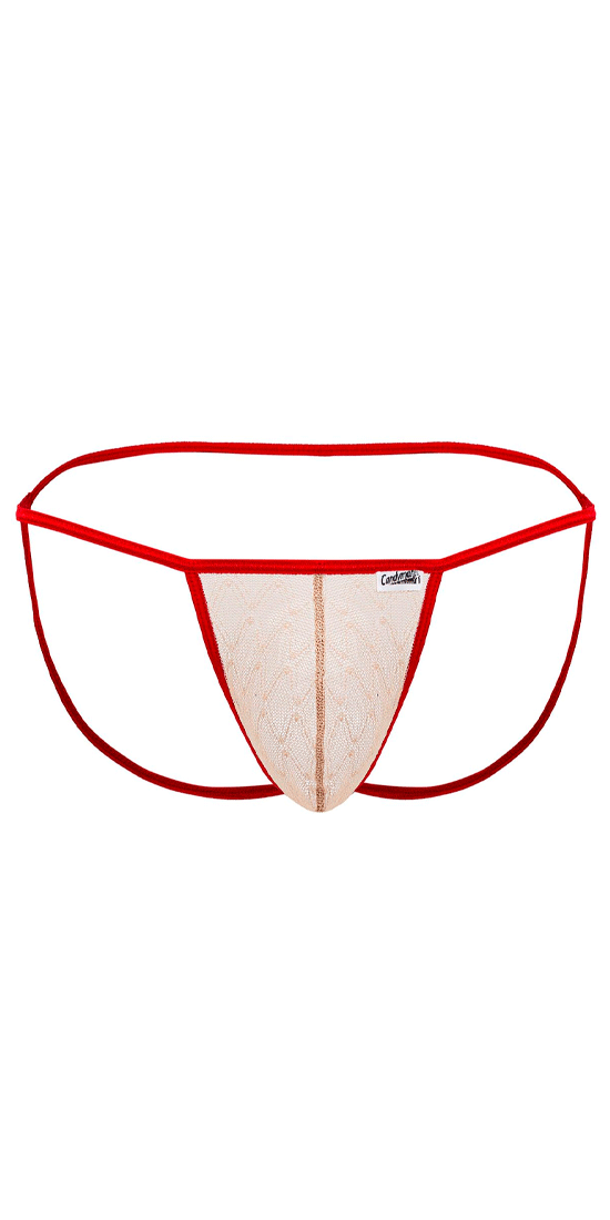 Candyman 99709 Micro Lace Jockstrap Beige-Rot