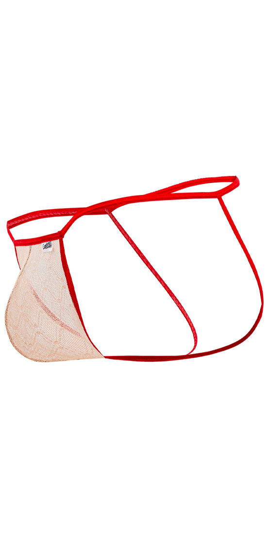 Candyman 99709 Micro Lace Jockstrap Beige-Rot