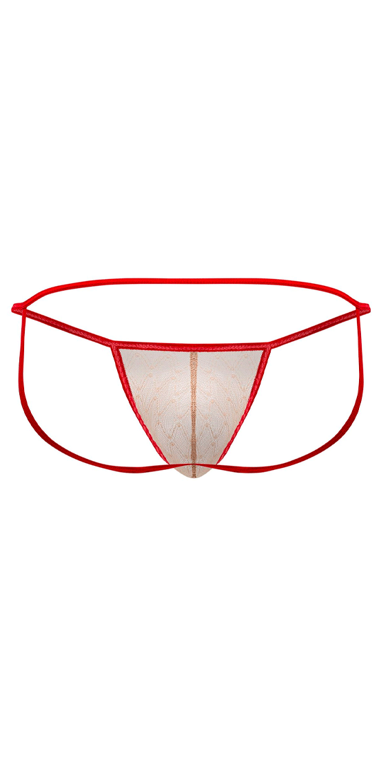 Candyman 99709 Micro Lace Jockstrap Beige-Rot