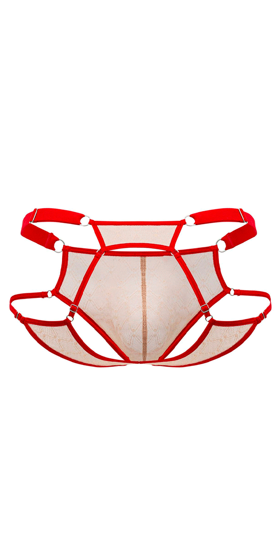 Candyman 99730 Lace Jockstrap Beige-red