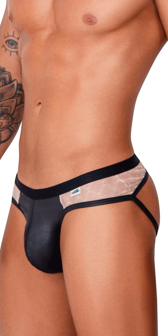 Candyman 99763 Lace Jockstrap Nude-black