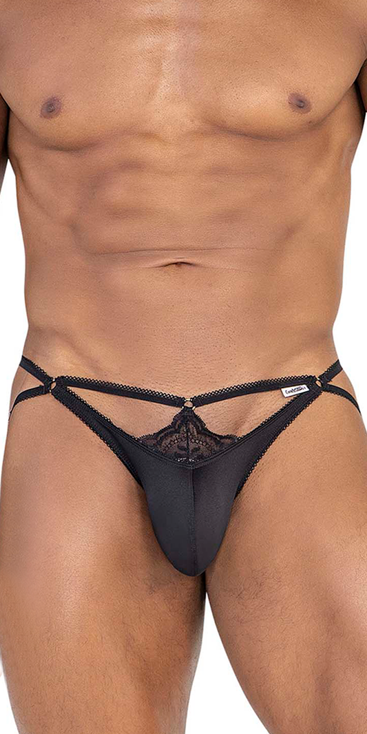 Candyman 99770 Lace Jock Thongs Black