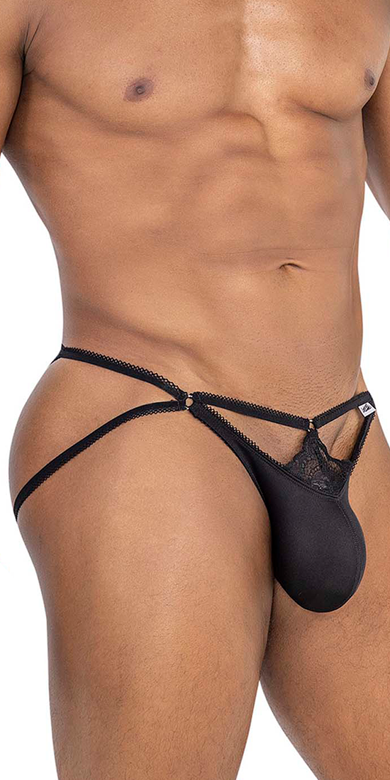 Candyman 99770 Lace Jock Thongs Black