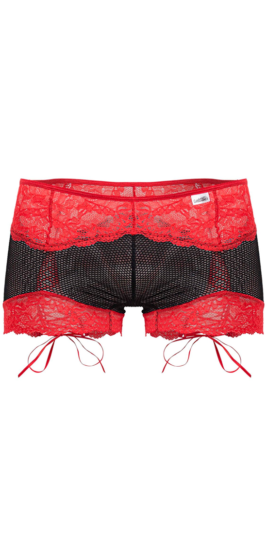 Candyman 99779 Mesh Lace Trunks Black-red