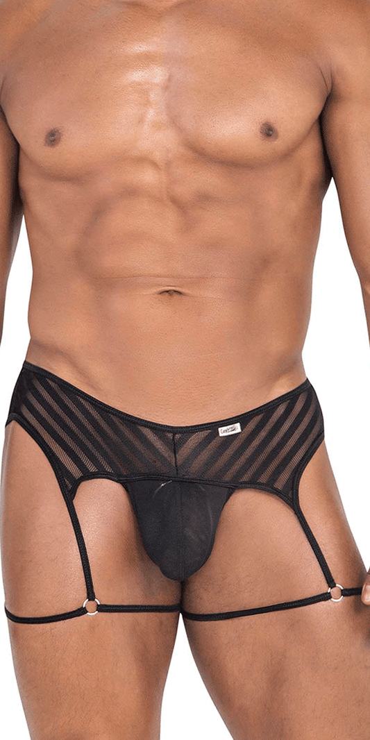 Candyman 99792 Mesh Garter Thongs Black