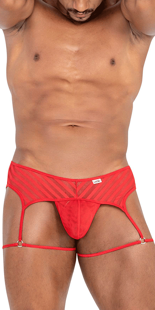 Candyman 99792 Mesh Garter Thongs Red