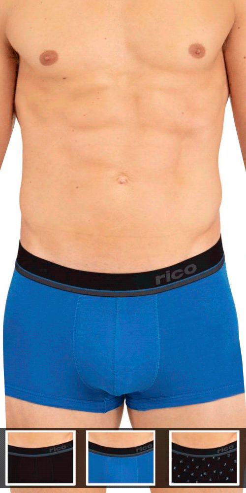 Rico 250109 3pk Brazilian Trunks Black-blue –  -  Men's Underwear and Swimwear
