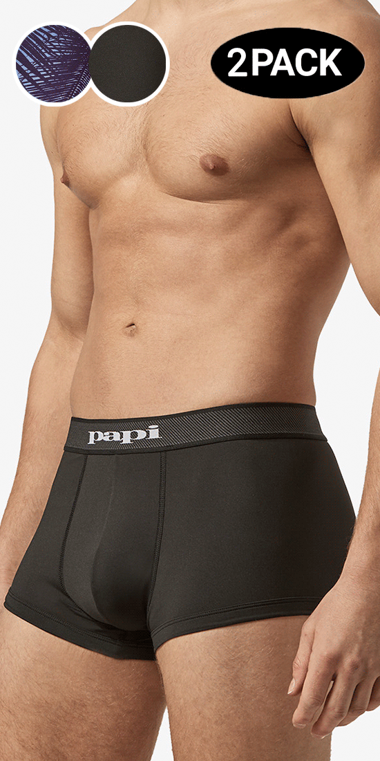 Papi Mpa005 2pk Brazilian Trunks Black-gray – MensUnderwearStore