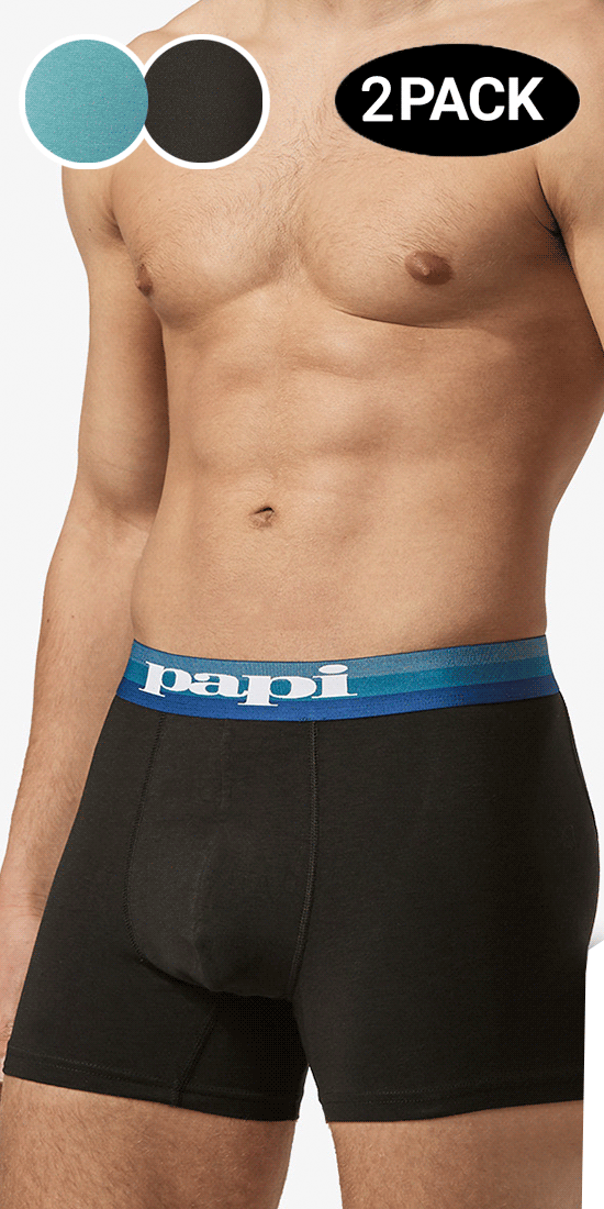 papi UMPA088 2PK Microflex Brazilian Boxer Briefs Color Turquoise-Black  Size S at  Men's Clothing store