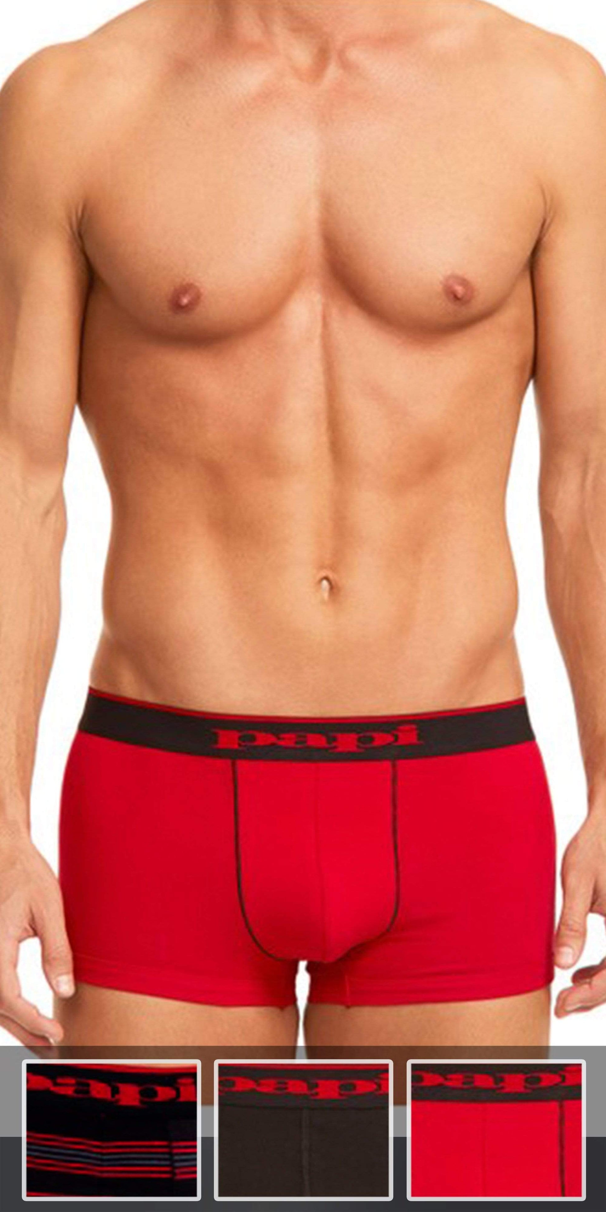 Papi 980503-982 Cotton Stretch Brazilian Yarndye Band Stripe Red-black –   - Men's Underwear and Swimwear